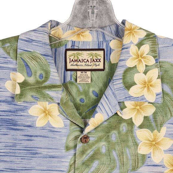 Jamaica Jaxx Men's Silk Shirt Short Sleeve Button Up Authentic Island Style Med - Picture 1 of 9